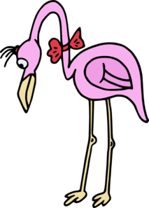 Flamingo With Bow In Color Clip Art